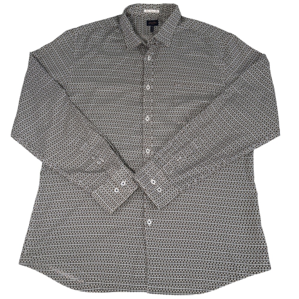 Good Man Brand Mens XL Button Down Shirt‎ Brown Blue Geometric Lead Inspire Live